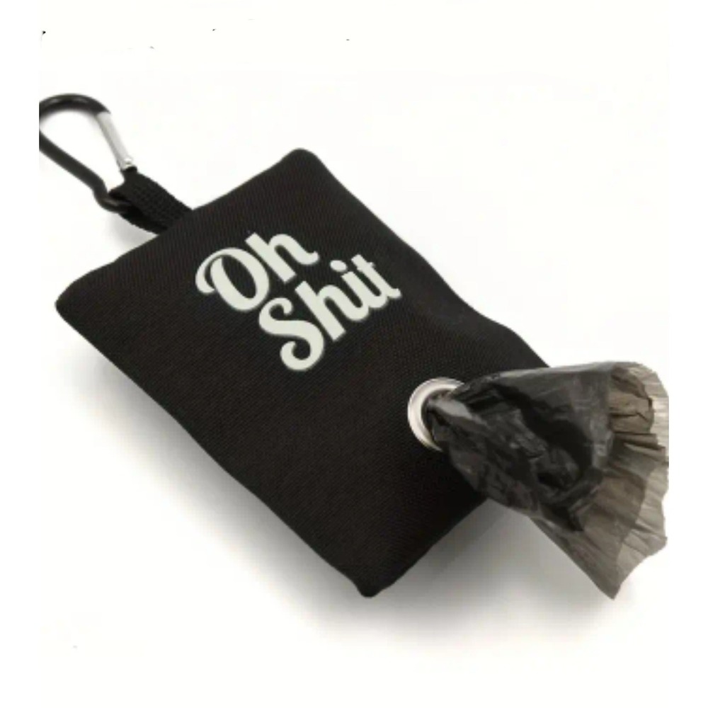 Oh Sh*t Canvas Dog Poop Bag Dispenser Clip-on Pet Waste‎ Bag Holder Black